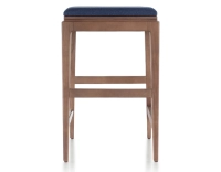 Tabouret de bar design H60 cm bois teinte noyer assise tissu bleu marine Tabouret de bar design H60 cm bois teinte noyer assise tissu bleu marine