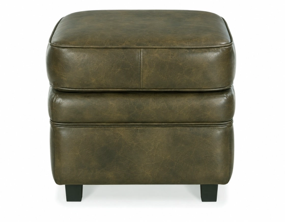 Pouf cuir vert olive