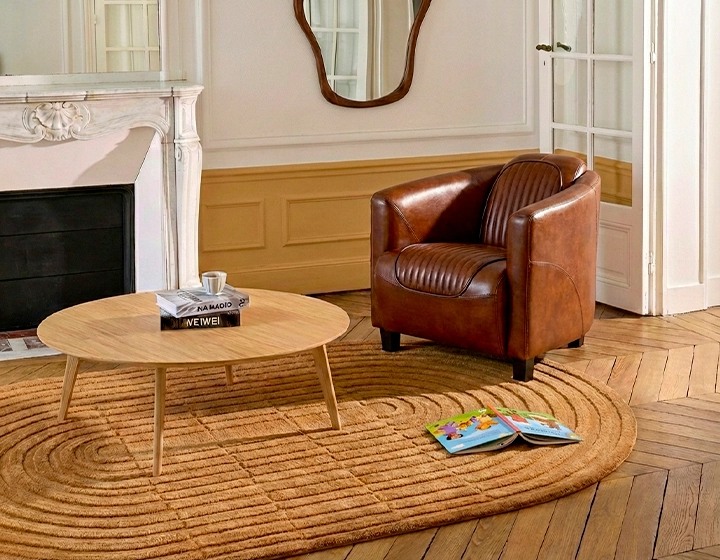 Leather club armchair vintage brown