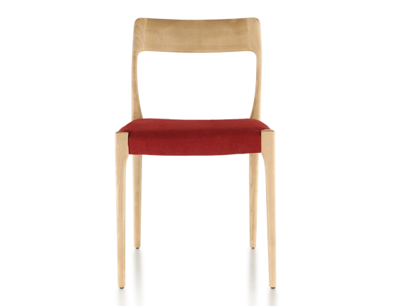 Chaise scandinave bois teinte naturelle assise tissu bordeaux