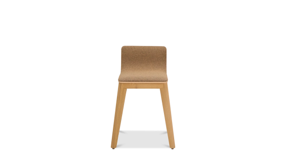 Tabouret design chêne teinte naturelle assise tissu marron