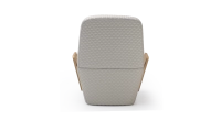 Fauteuil design sans accoudoirs chêne teinte naturelle assise tissu beige Fauteuil design sans accoudoirs chêne teinte naturelle assise tissu beige