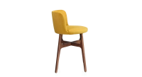 Taburete de bar h60 cm madera tinte nogal asiento tejido amarillo