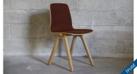 Designer chairs oak natural finish and burgundy red fabric
