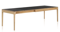 Table extensible en chêne et céramique allonges céramique avec bois teinte naturelle et plateau et allonges céramique effet ardoise 140x100 cm