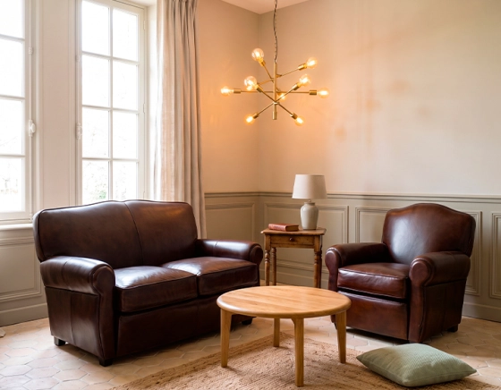 Leather club armchair dark brown