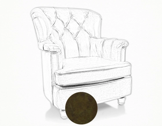Fauteuil Chesterfield cuir vert olive moyen dossier