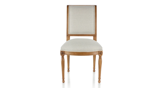 Chaise ancienne style directoire bois teinte ancienne et tissu beige naturel