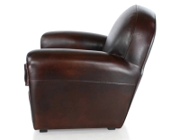 Fauteuil club cuir marron soutenu accoudoirs cloutés Fauteuil club cuir marron soutenu accoudoirs cloutés