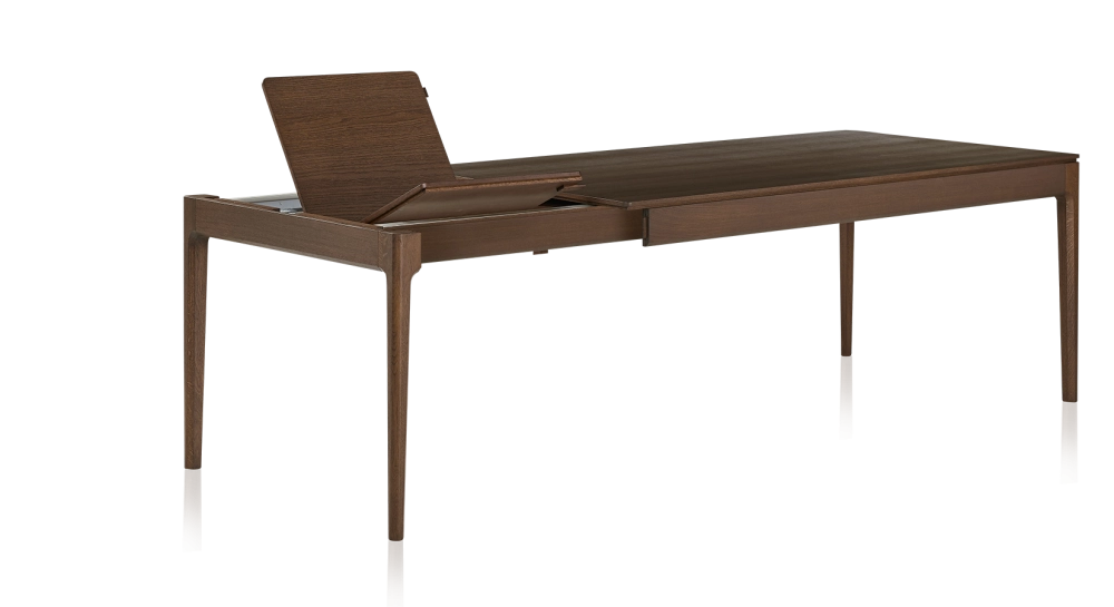 Table extensible en chêne 6 à 12 personnes avec plateau et allonges bois teinte marron foncé 140x100 cm Table extensible en chêne 6 à 12 personnes avec plateau et allonges bois teinte marron foncé 140x100 cm
