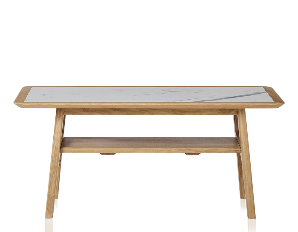 Table basse rectangulaire en chêne et céramique avec bois teinte naturelle plateau céramique effet marbre blanc 100x50 cm Table basse rectangulaire en chêne et céramique avec bois teinte naturelle plateau céramique effet marbre blanc 100x50 cm