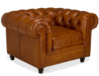 Fauteuil chesterfield cuir marron clair accoudoirs cloutés Fauteuil chesterfield cuir marron clair accoudoirs cloutés