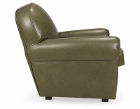 Fauteuil club cuir vert olive accoudoirs cloutés
