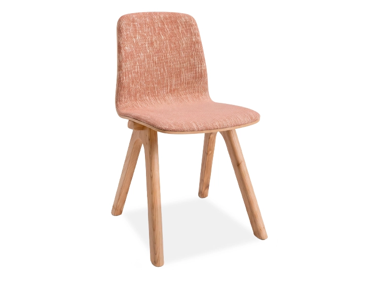 Silla de diseño de roble tapizada madera tinte X asiento tejido Y