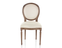 Antique Louis XVI style chair dark brown stained wood and beige chevron fabric Antique Louis XVI style chair dark brown stained wood and beige chevron fabric