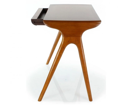 Small Scandinavian desk cherry-stained wood L80 cm