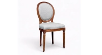 Chaise ancienne style Louis XVI bois teinte ancienne et tissu chevron khaki