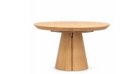 Table ronde extensible 4 à 8 personnes en chêne rustique avec plateau et allonges bois teinte naturelle 130x130 cm