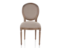 Chaise ancienne style Louis XVI bois teinte marron foncé et tissu taupe