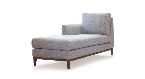Left hand chaise longue light taupe bouclé fabric