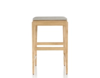 Taburete de bar de diseño H60 cm madera tinte natural asiento tejido beige natural