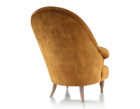 Fauteuil crapaud avec accoudoirs pieds bois teinte noyer et tissu velours bronze haut dossier Fauteuil crapaud avec accoudoirs pieds bois teinte noyer et tissu velours bronze haut dossier