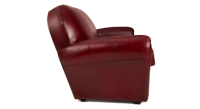 Canapé club cuir 3 places rouge carmin accoudoirs cloutés