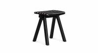 Design bar stool H65 cm natural wood finish with blue fabric seat