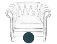 Fauteuil Chesterfield cuir bleu accoudoirs cloutés Fauteuil Chesterfield cuir bleu accoudoirs cloutés