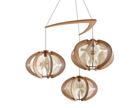 Suspension en bois et fil de coton tressage twist