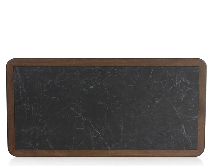 Table basse rectangulaire en chêne et céramique avec bois teinte marron foncé plateau céramique effet ardoise 100x50 cm Table basse rectangulaire en chêne et céramique avec bois teinte marron foncé plateau céramique effet ardoise 100x50 cm