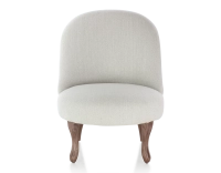 Fauteuil crapaud sans accoudoirs pieds bois teinte noyer et tissu beige naturel Fauteuil crapaud sans accoudoirs pieds bois teinte noyer et tissu beige naturel
