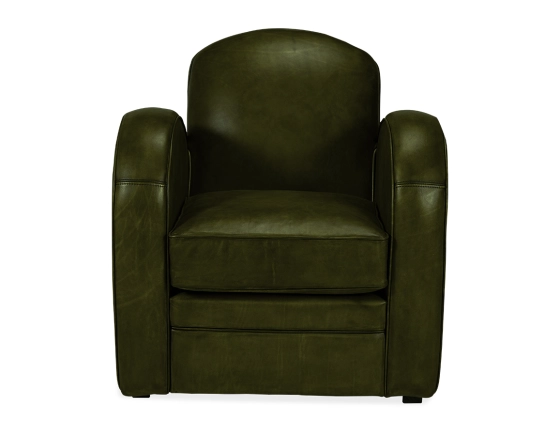 Fauteuil club cuir vert olive