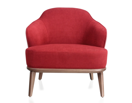 Fauteuil design tissu bordeaux et vieux rose