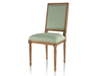 Chaise ancienne style Louis XVI bois teinte ancienne et tissu vert sauge Chaise ancienne style Louis XVI bois teinte ancienne et tissu vert sauge