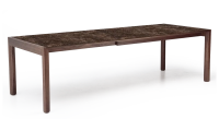 Extending table for 8 to 12 people in walnut and ceramic with ceramic extensions natural wood finish and brown marble-effect ceramic 160x100 cm Extending table for 8 to 12 people in walnut and ceramic with ceramic extensions natural wood finish and brown marble-effect ceramic 160x100 cm