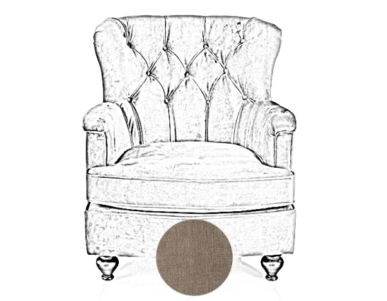 Fauteuil Chesterfied tissu taupe moyen dossier