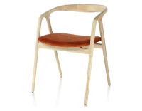 Chaise scandinave bois teinte naturelle assise tissu velours terracotta