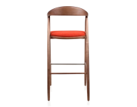 Tabouret de bar h80 cm teinte assise bois teinte marron foncé et tissu orange brulé Tabouret de bar h80 cm teinte assise bois teinte marron foncé et tissu orange brulé