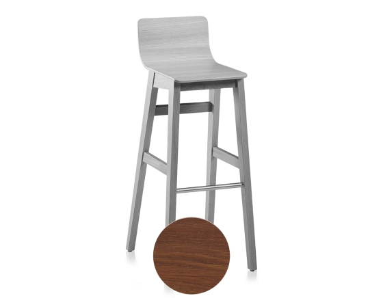 Tabouret de bar en chêne H80 cm bois teinte noyer