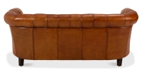 Canapé Chesterfield cuir 2 places marron clair accoudoirs cloutés Canapé Chesterfield cuir 2 places marron clair accoudoirs cloutés