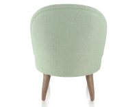 Fauteuil crapaud sans accoudoirs pieds bois teinte noyer et tissu vert sauge Fauteuil crapaud sans accoudoirs pieds bois teinte noyer et tissu vert sauge
