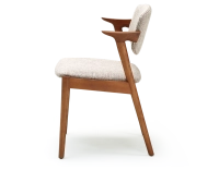 Chaise scandinave bois teinte merisier assise tissu fusion Chaise scandinave bois teinte merisier assise tissu fusion