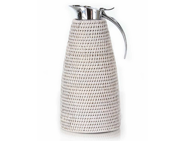 Thermos en rotin blanc 1.3 litre Thermos en rotin blanc 1.3 litre