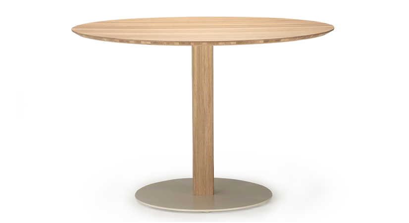 Table salle à manger ronde en chêne 4 à 6 personnes teinte naturelle plateau bois 110x110 Table salle à manger ronde en chêne 4 à 6 personnes teinte naturelle plateau bois 110x110