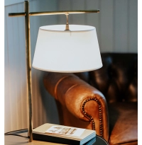 Gold anglepoise table lamp with ivory lampshade Gold anglepoise table lamp with ivory lampshade