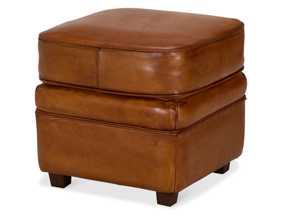 Leather pouffe light brown