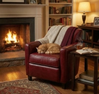 Fauteuil club cuir rouge carmin