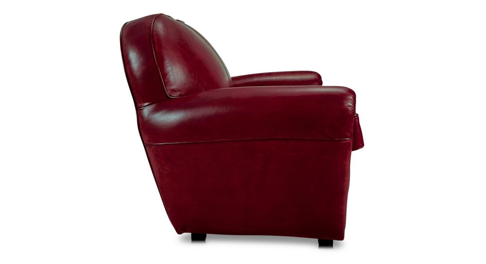 Canapé club cuir 2 places rouge carmin accoudoirs cloutés Canapé club cuir 2 places rouge carmin accoudoirs cloutés