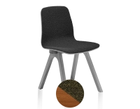 Upholstered oak designer chair cherry-stained wood, green boucle fabric seat Upholstered oak designer chair cherry-stained wood, green boucle fabric seat